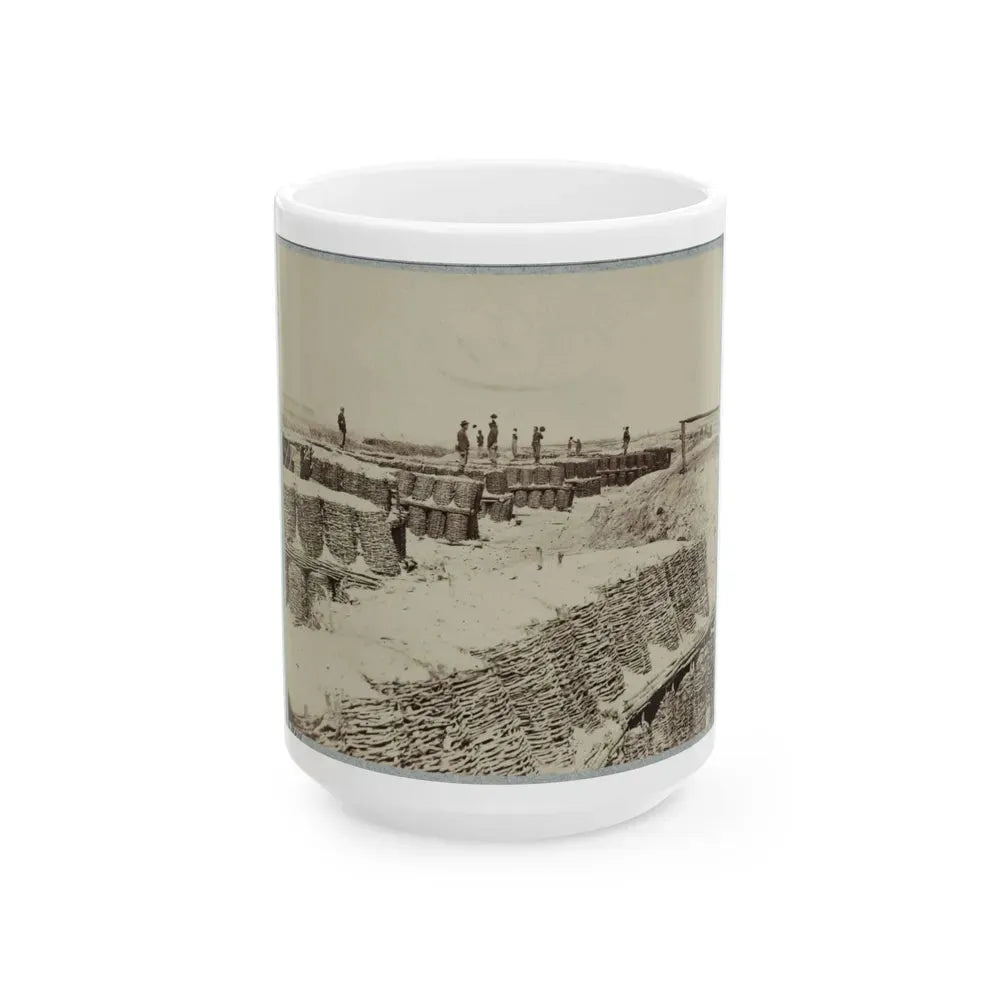 A Group Of Soldiers Stand On Gabions Used As Fortifications Near Petersburg, Virginia (U.S. Civil War) White Coffee Mug 15oz - Go Mug Yourself