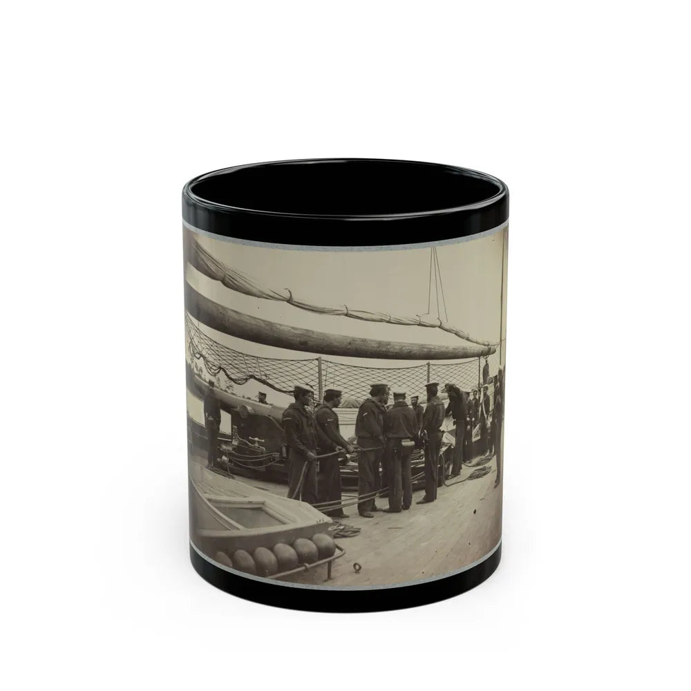 A Gun Crew On Deck Of U.S.S. Mendota, James River, Va. (U.S. Civil War) Black Coffee Mug-11oz-Go Mug Yourself