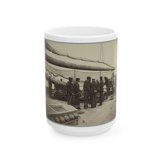 A Gun Crew On Deck Of U.S.S. Mendota, James River, Va. (U.S. Civil War) White Coffee Mug-15oz-Go Mug Yourself