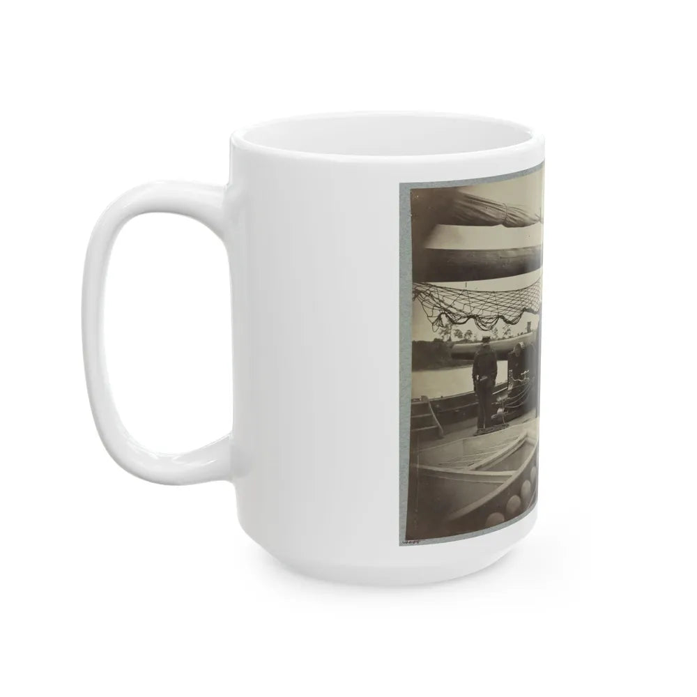 A Gun Crew On Deck Of U.S.S. Mendota, James River, Va. (U.S. Civil War) White Coffee Mug-Go Mug Yourself