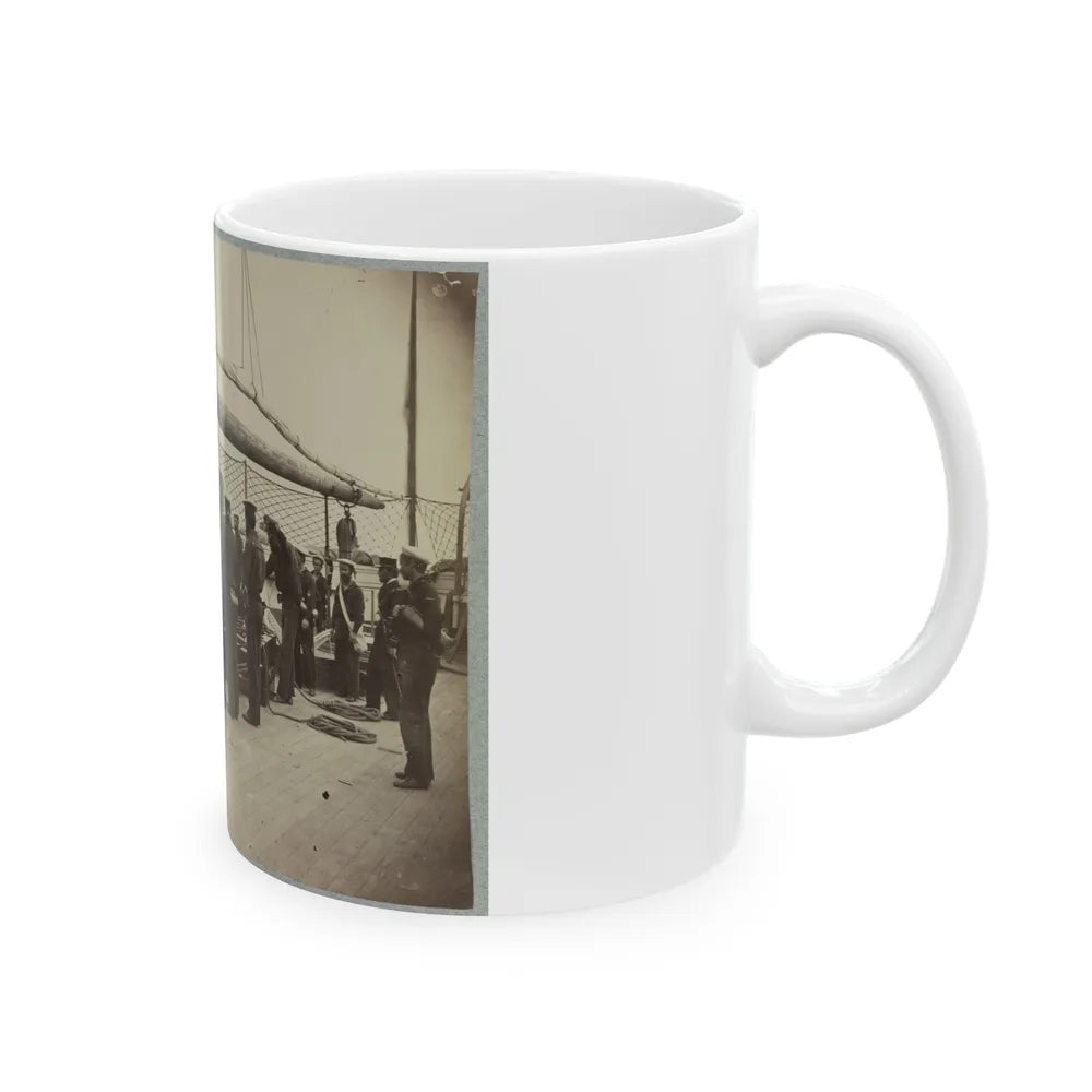 A Gun Crew On Deck Of U.S.S. Mendota, James River, Va. (U.S. Civil War) White Coffee Mug-Go Mug Yourself