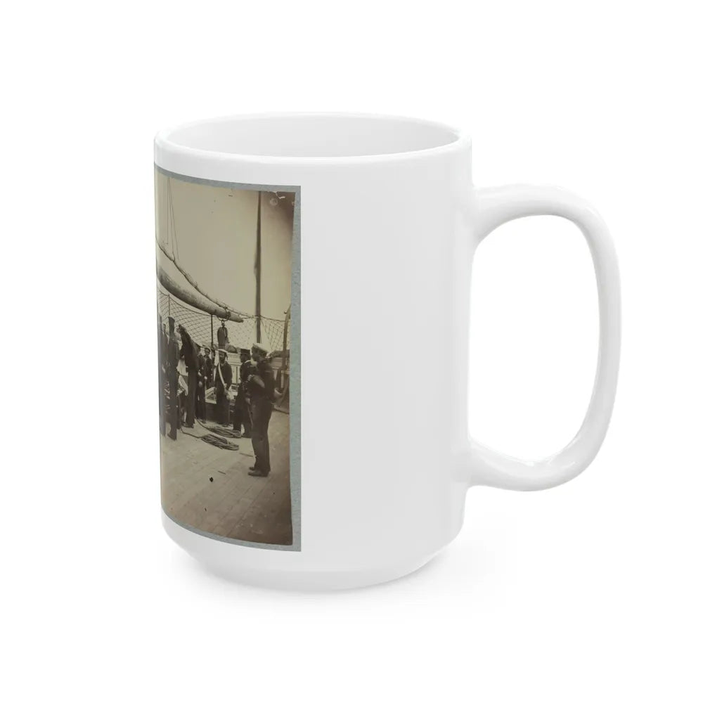 A Gun Crew On Deck Of U.S.S. Mendota, James River, Va. (U.S. Civil War) White Coffee Mug-Go Mug Yourself