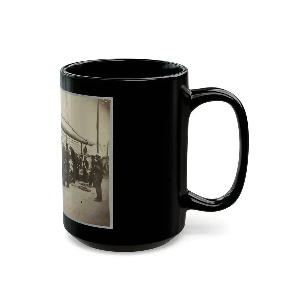 A Gun Crew On Deck Of U.S.S. Mendota, James River, Va. (U.S. Civil War) Black Coffee Mug - Go Mug Yourself