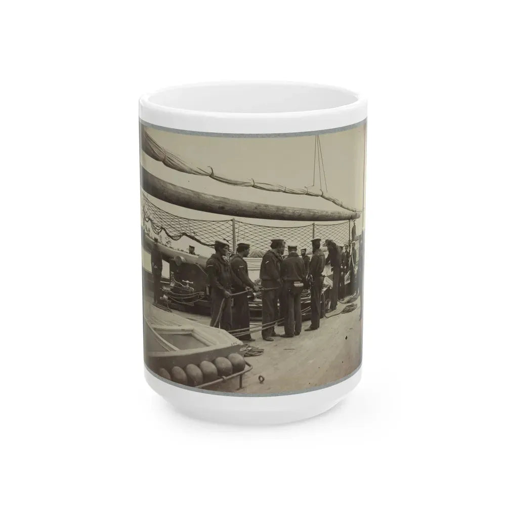 A Gun Crew On Deck Of U.S.S. Mendota, James River, Va. (U.S. Civil War) White Coffee Mug 15oz - Go Mug Yourself