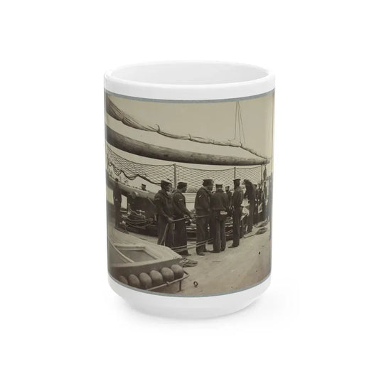A Gun Crew On Deck Of U.S.S. Mendota, James River, Va. (U.S. Civil War) White Coffee Mug 15oz - Go Mug Yourself