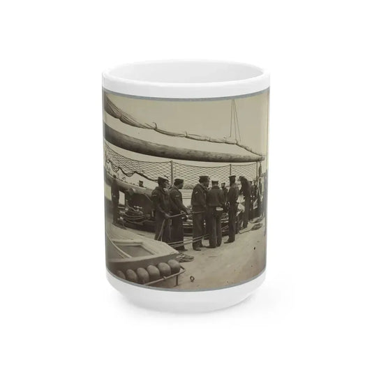 A Gun Crew On Deck Of U.S.S. Mendota, James River, Va. (U.S. Civil War) White Coffee Mug 15oz - Go Mug Yourself