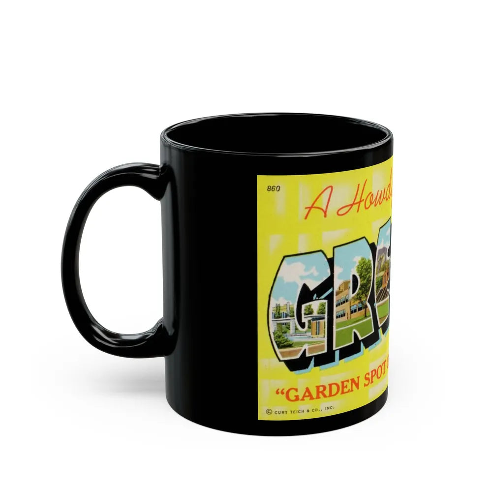 A howdy from Greeley garden spot of the west Colo (Greeting Postcards) Black Coffee Mug-Go Mug Yourself