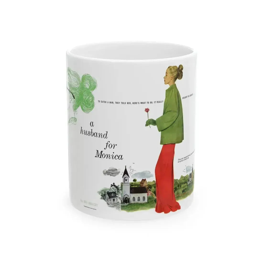 A Husband for Monica, Cosmopolitan, May 1947 - White Coffee Mug 11oz - Go Mug Yourself