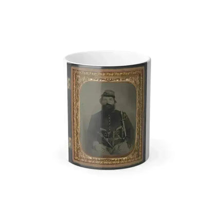A. J. Blue, Cavalry Soldier in Union Shell Jacket and Bummer Cap With Three Remington Revolvers in His Belt, Holding a Sword (U.S. Civil War) Color Changing Coffee Mug 11oz Default Title - Go Mug Yourself