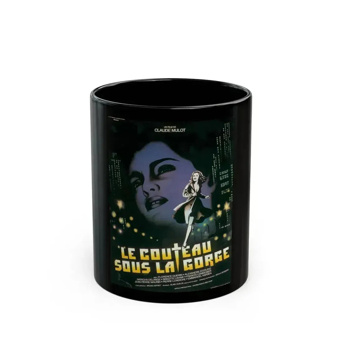 A KNIFE UNDER THE THROAT 1986 Movie Poster - Black Coffee Mug 11oz - Go Mug Yourself