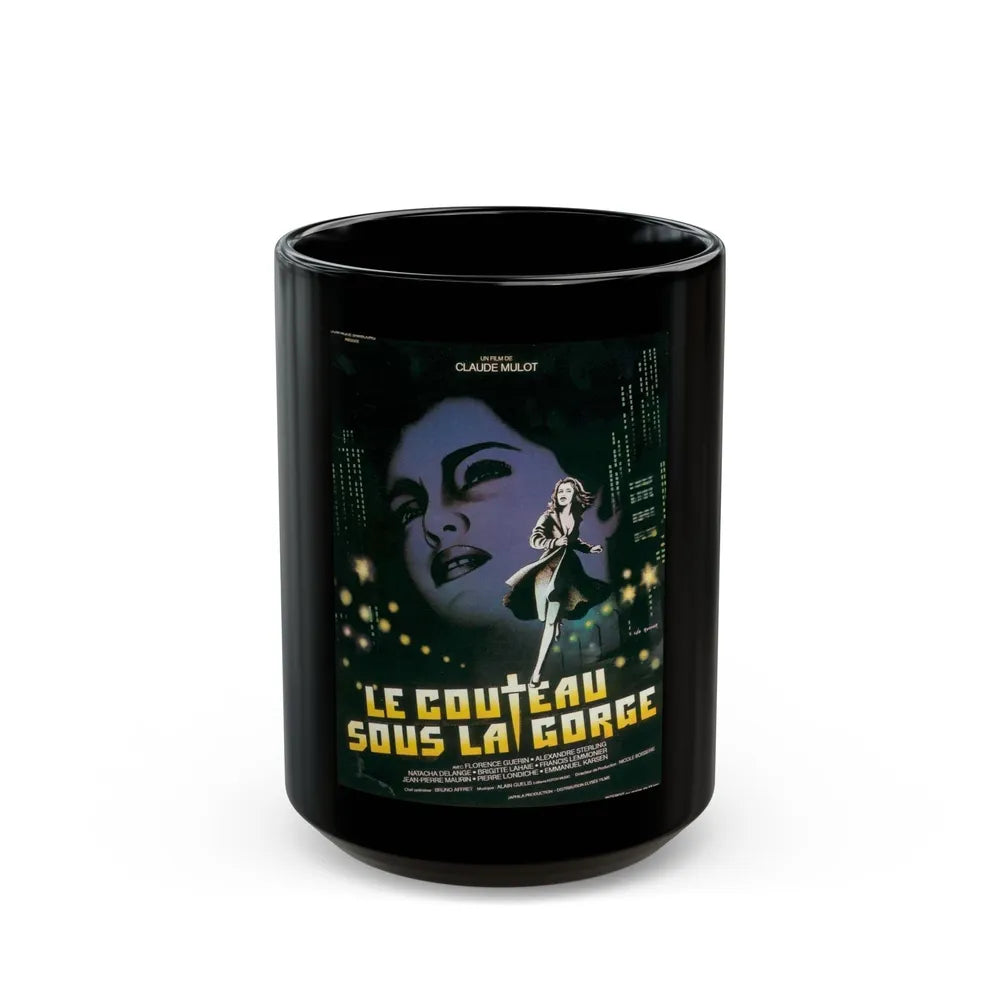 A KNIFE UNDER THE THROAT 1986 Movie Poster - Black Coffee Mug-15oz-Go Mug Yourself