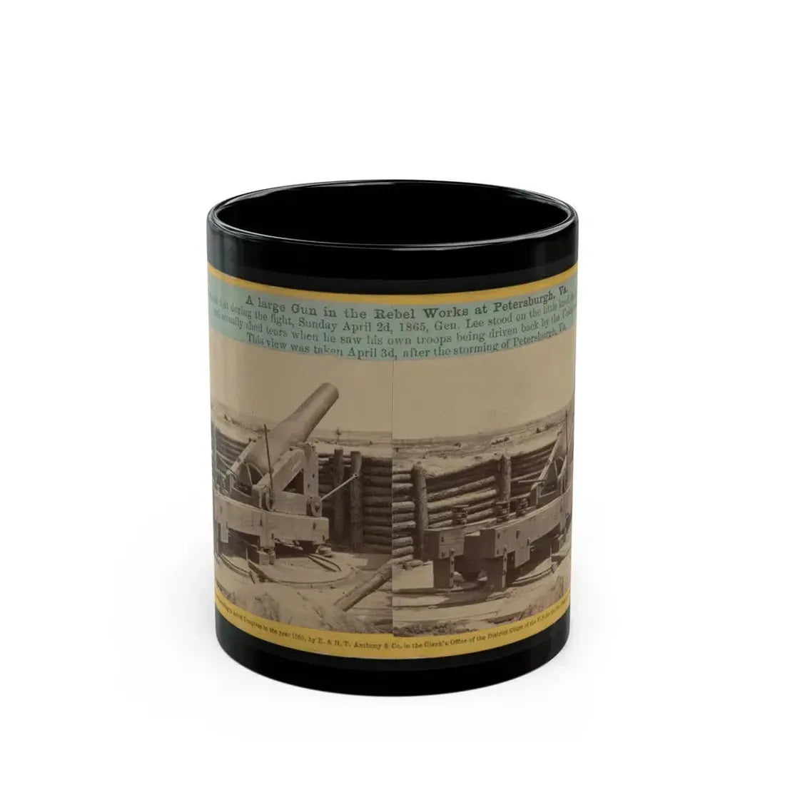 A Large Gun In The Rebel Works At Petersburgh (I.E. Petersburg), Va. (U.S. Civil War) Black Coffee Mug 11oz - Go Mug Yourself