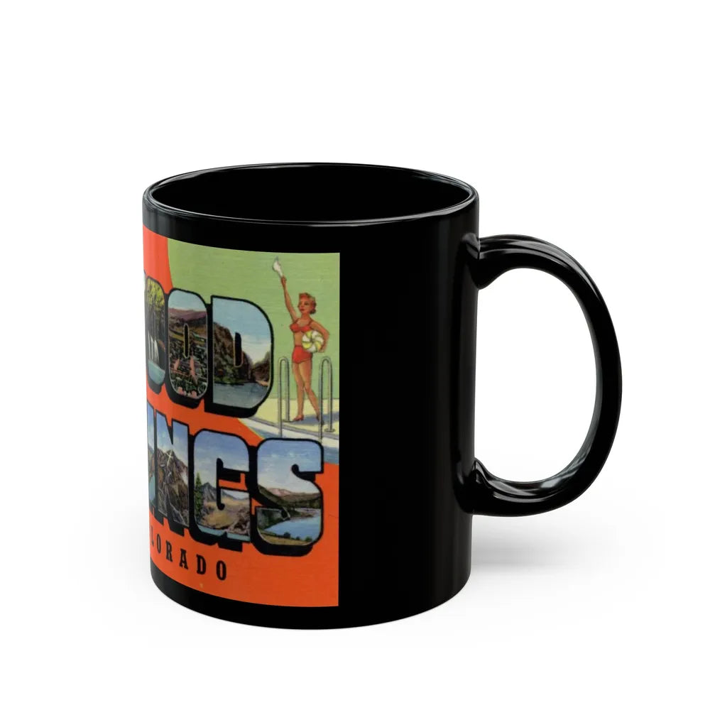 A message from Glenwood Springs Colorado (Greeting Postcards) Black Coffee Mug-Go Mug Yourself