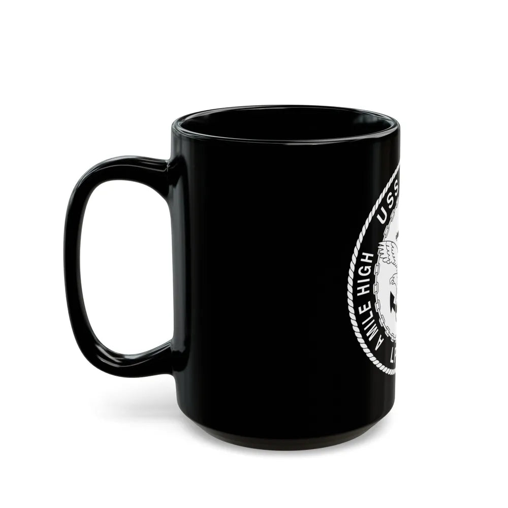 A Mile High USS Denver A Mile Ahead LPD 9 BW (U.S. Navy) Black Coffee Mug-Go Mug Yourself