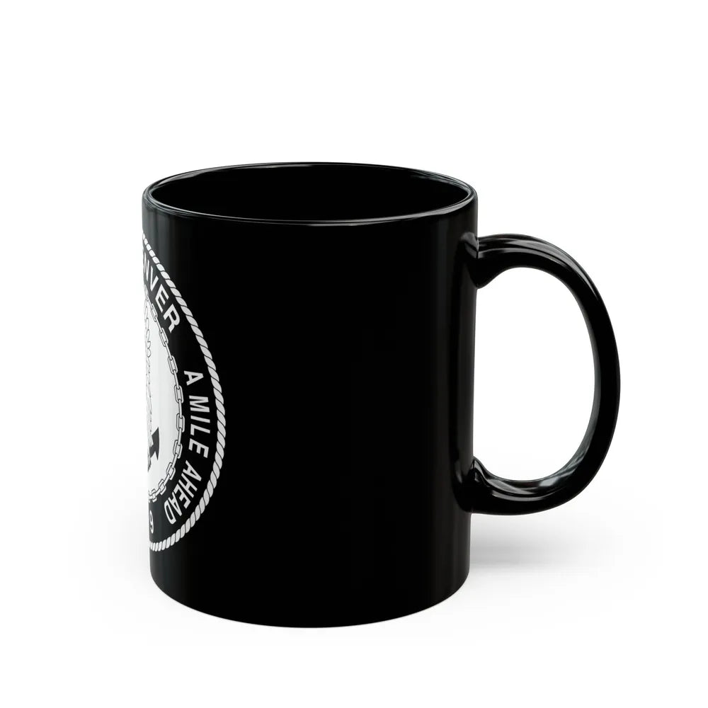 A Mile High USS Denver A Mile Ahead LPD 9 BW (U.S. Navy) Black Coffee Mug-Go Mug Yourself