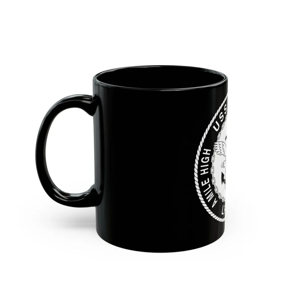 A Mile High USS Denver A Mile Ahead LPD 9 BW (U.S. Navy) Black Coffee Mug-Go Mug Yourself