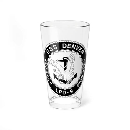 A Mile High USS Denver A Mile Ahead LPD 9 BW (U.S. Navy) Pint Glass 16oz-16oz-Go Mug Yourself