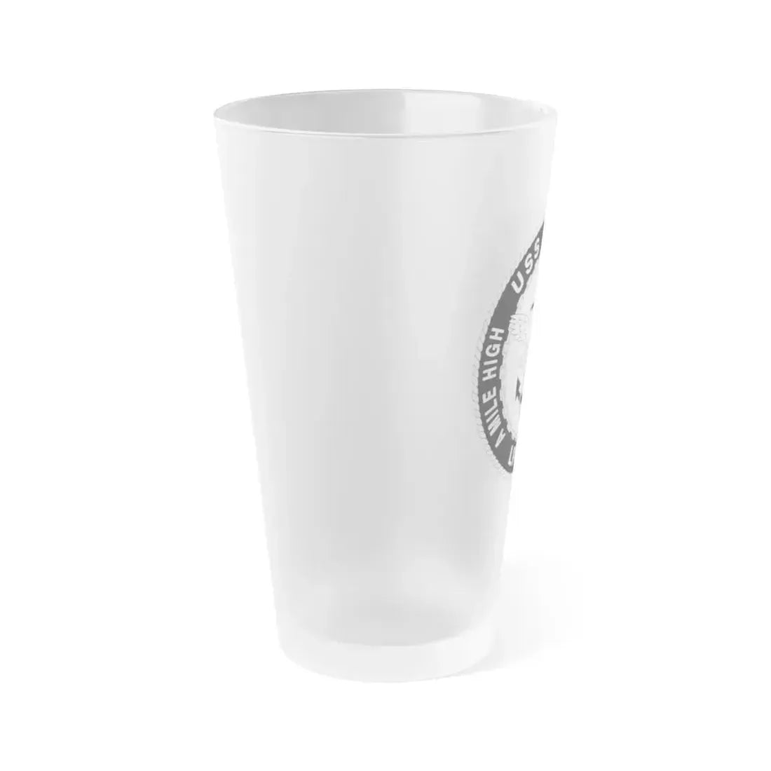 A Mile High USS Denver A Mile Ahead LPD 9 BW (U.S. Navy) Frosted Pint Glass 16oz - Go Mug Yourself