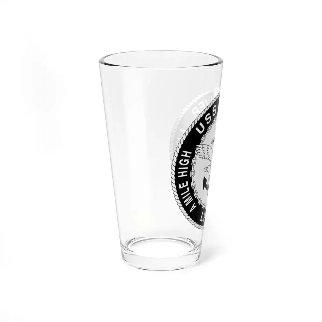A Mile High USS Denver A Mile Ahead LPD 9 BW (U.S. Navy) Pint Glass 16oz - Go Mug Yourself
