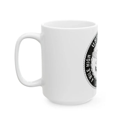 A Mile High USS Denver A Mile Ahead LPD 9 BW (U.S. Navy) White Coffee Mug - Go Mug Yourself