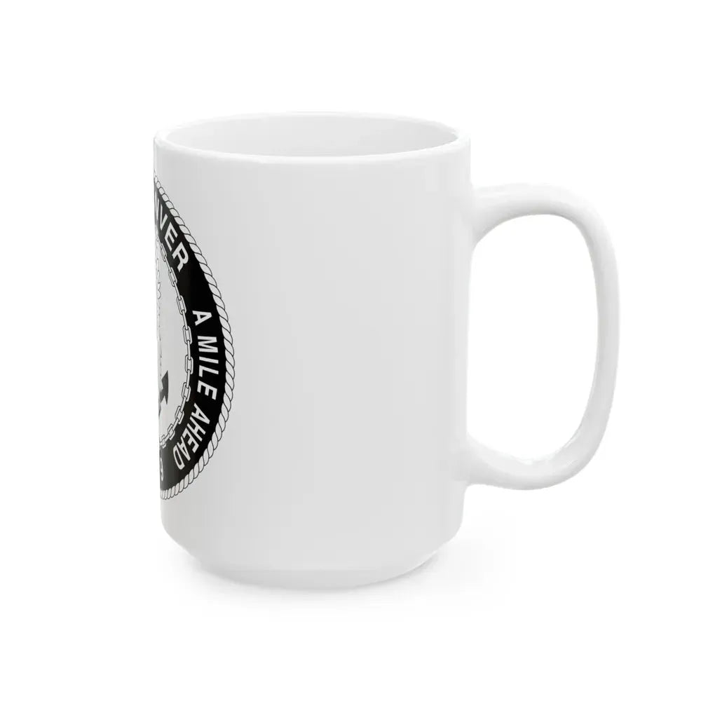 A Mile High USS Denver A Mile Ahead LPD 9 BW (U.S. Navy) White Coffee Mug - Go Mug Yourself