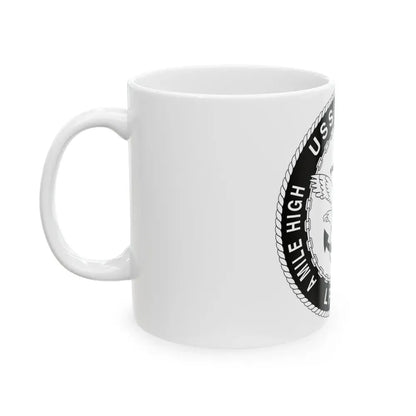 A Mile High USS Denver A Mile Ahead LPD 9 BW (U.S. Navy) White Coffee Mug - Go Mug Yourself