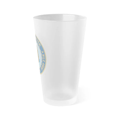 A Mile High USS Denver A Mile Ahead LPD 9 (U.S. Navy) Frosted Pint Glass 16oz-Go Mug Yourself