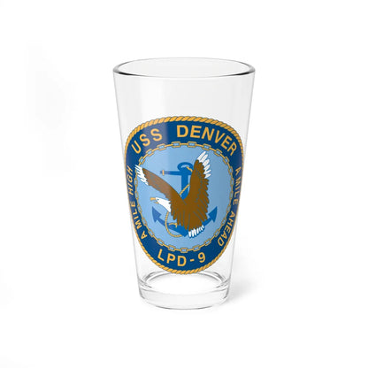 A Mile High USS Denver A Mile Ahead LPD 9 (U.S. Navy) Pint Glass 16oz-16oz-Go Mug Yourself