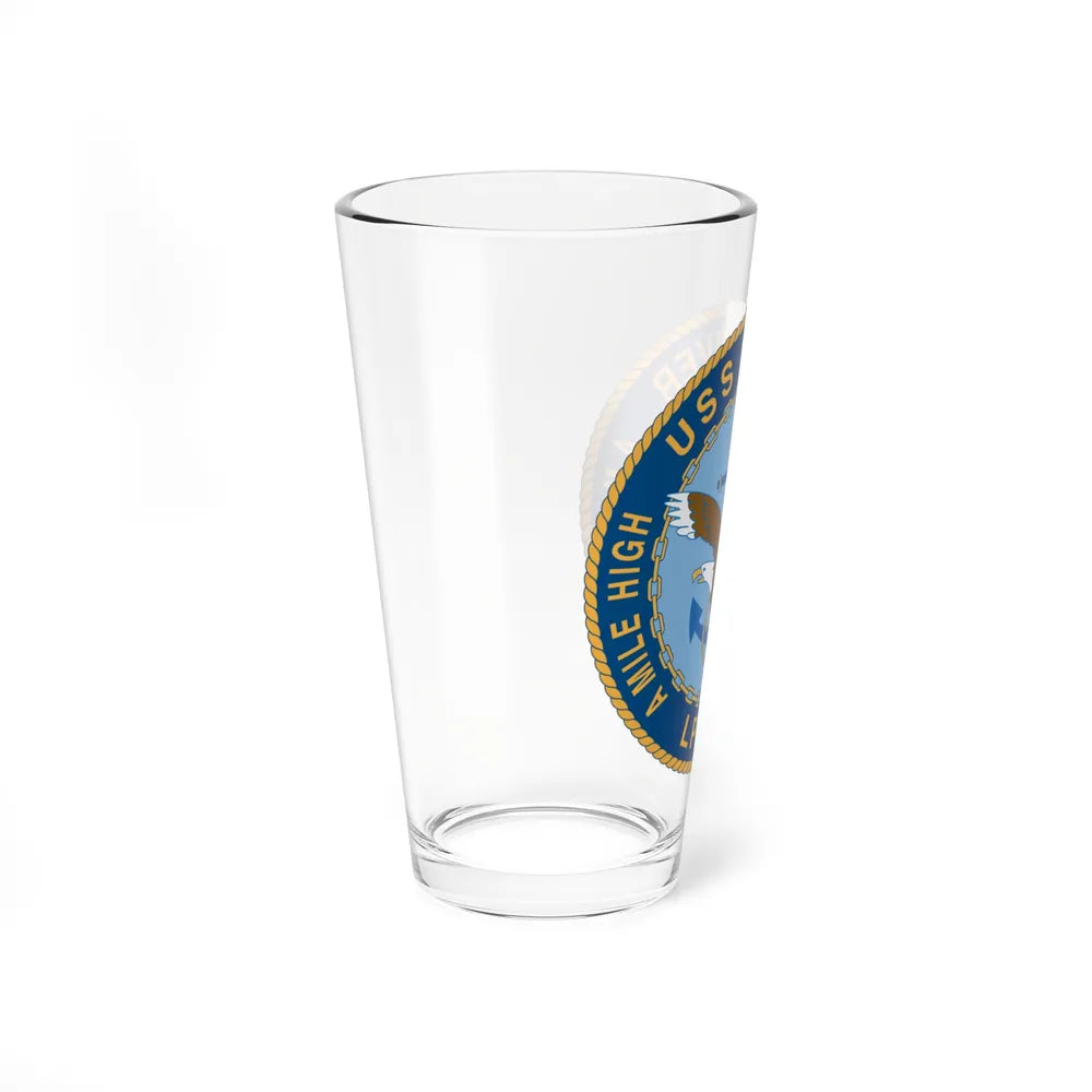 A Mile High USS Denver A Mile Ahead LPD 9 (U.S. Navy) Pint Glass 16oz-Go Mug Yourself