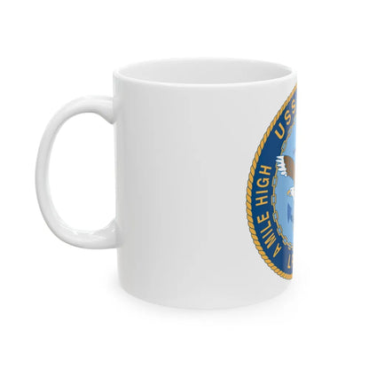 A Mile High USS Denver A Mile Ahead LPD 9 (U.S. Navy) White Coffee Mug-Go Mug Yourself