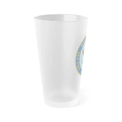 A Mile High USS Denver A Mile Ahead LPD 9 (U.S. Navy) Frosted Pint Glass 16oz - Go Mug Yourself