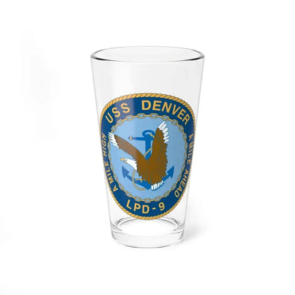 A Mile High USS Denver A Mile Ahead LPD 9 (U.S. Navy) Pint Glass 16oz 16oz - Go Mug Yourself