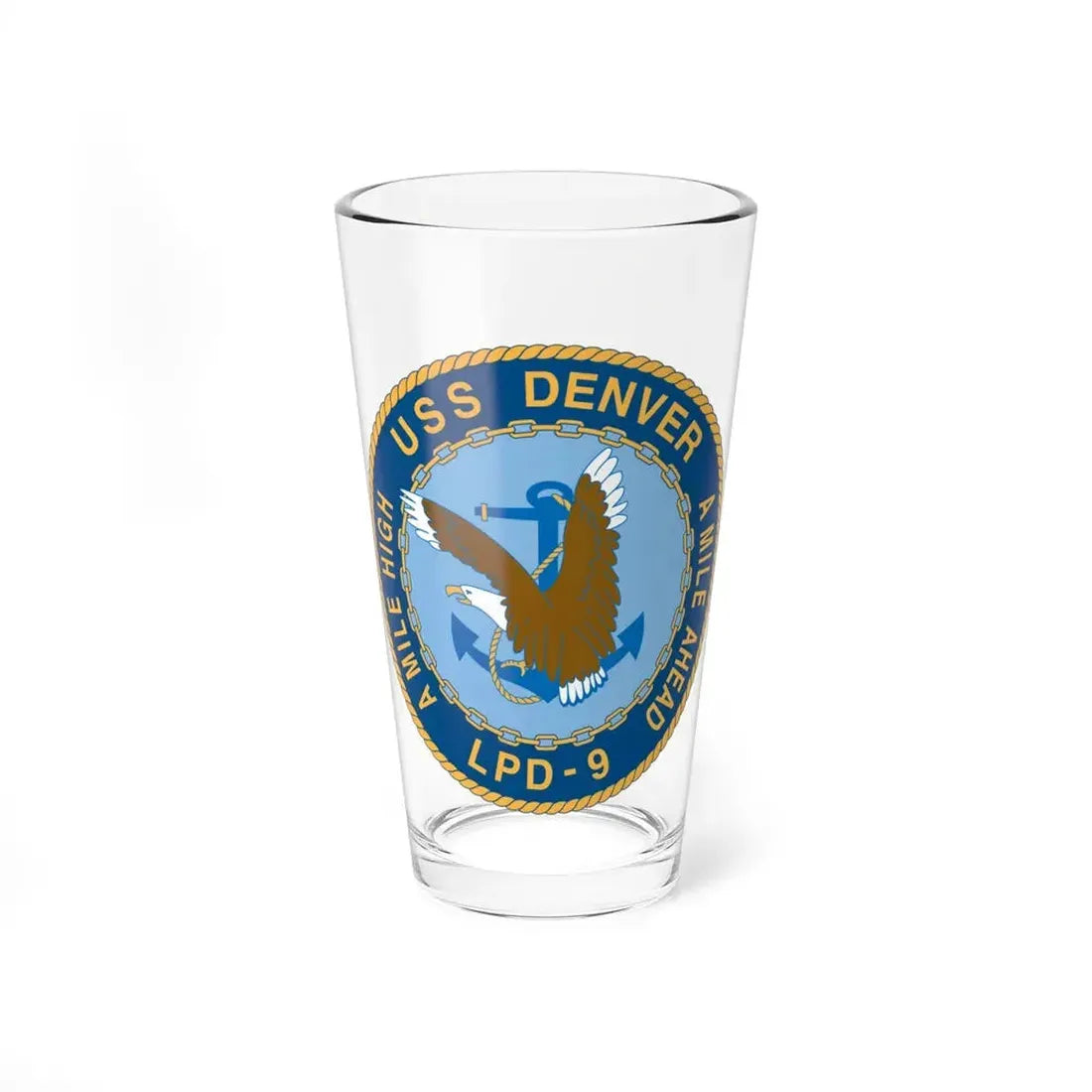 A Mile High USS Denver A Mile Ahead LPD 9 (U.S. Navy) Pint Glass 16oz 16oz - Go Mug Yourself