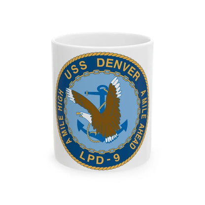 A Mile High USS Denver A Mile Ahead LPD 9 (U.S. Navy) White Coffee Mug 11oz - Go Mug Yourself