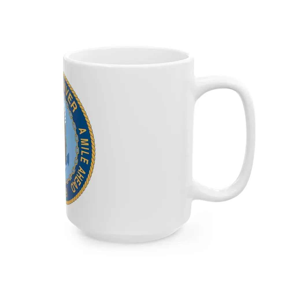 A Mile High USS Denver A Mile Ahead LPD 9 (U.S. Navy) White Coffee Mug - Go Mug Yourself