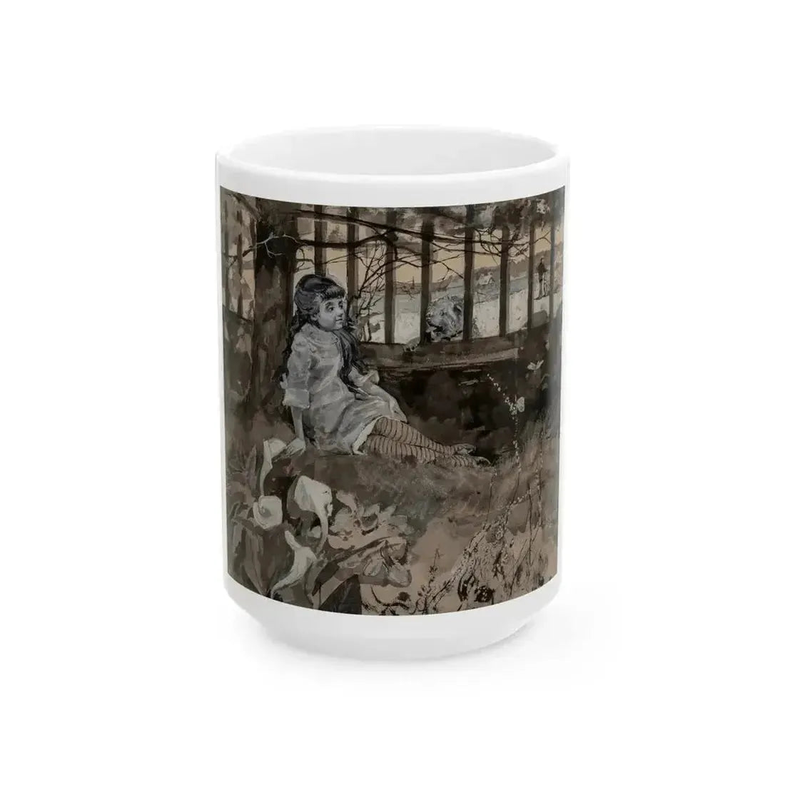 A New Acquaintance, St. Nicholas magazine interior illustration - White Coffee Mug 15oz - Go Mug Yourself
