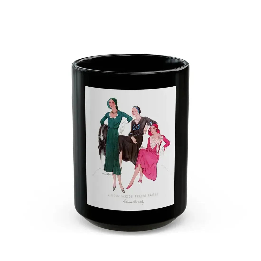 A New Mode From Paris, McCall's Magazine, 1930 - Black Coffee Mug 15oz - Go Mug Yourself