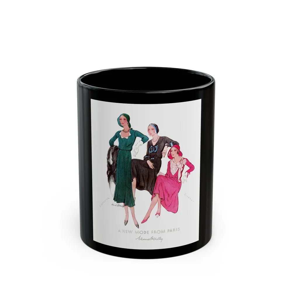 A New Mode From Paris, McCall's Magazine, 1930 - Black Coffee Mug-11oz-Go Mug Yourself