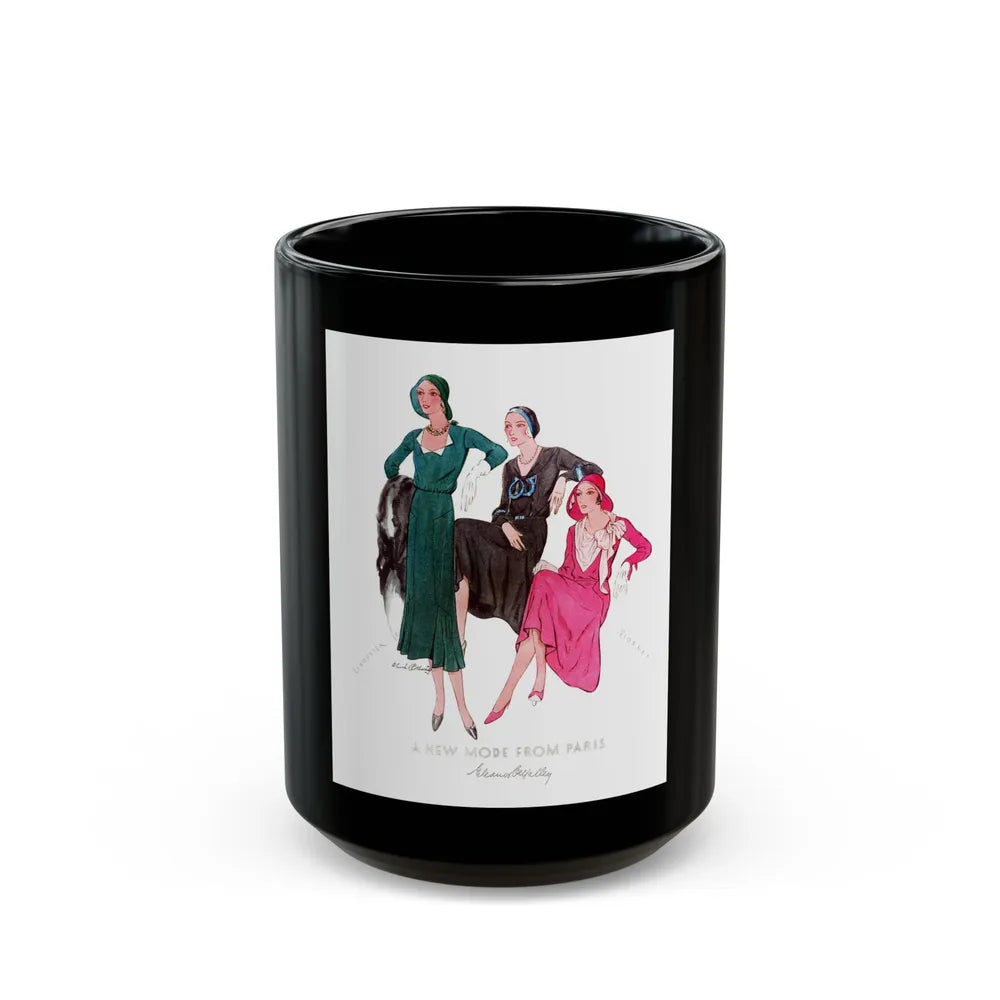 A New Mode From Paris, McCall's Magazine, 1930 - Black Coffee Mug-15oz-Go Mug Yourself