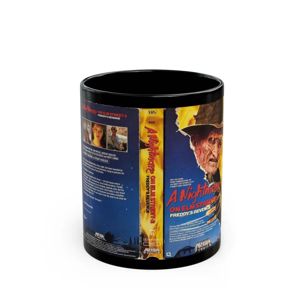 A NIGHTMARE ON ELM STREET 2 FREDDYS REVENGE MEDIA (VHS COVER) - Black Coffee Mug-11oz-Go Mug Yourself