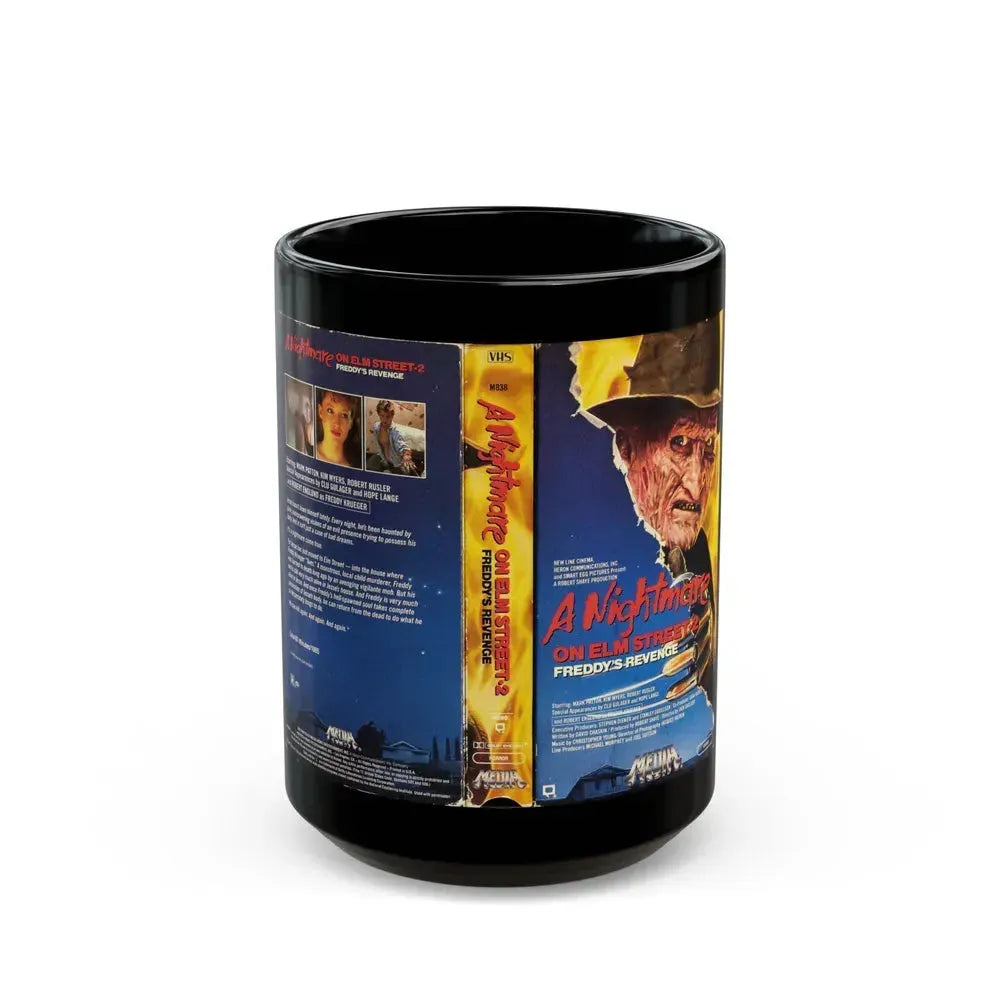 A NIGHTMARE ON ELM STREET 2 FREDDYS REVENGE MEDIA (VHS COVER) - Black Coffee Mug 15oz - Go Mug Yourself