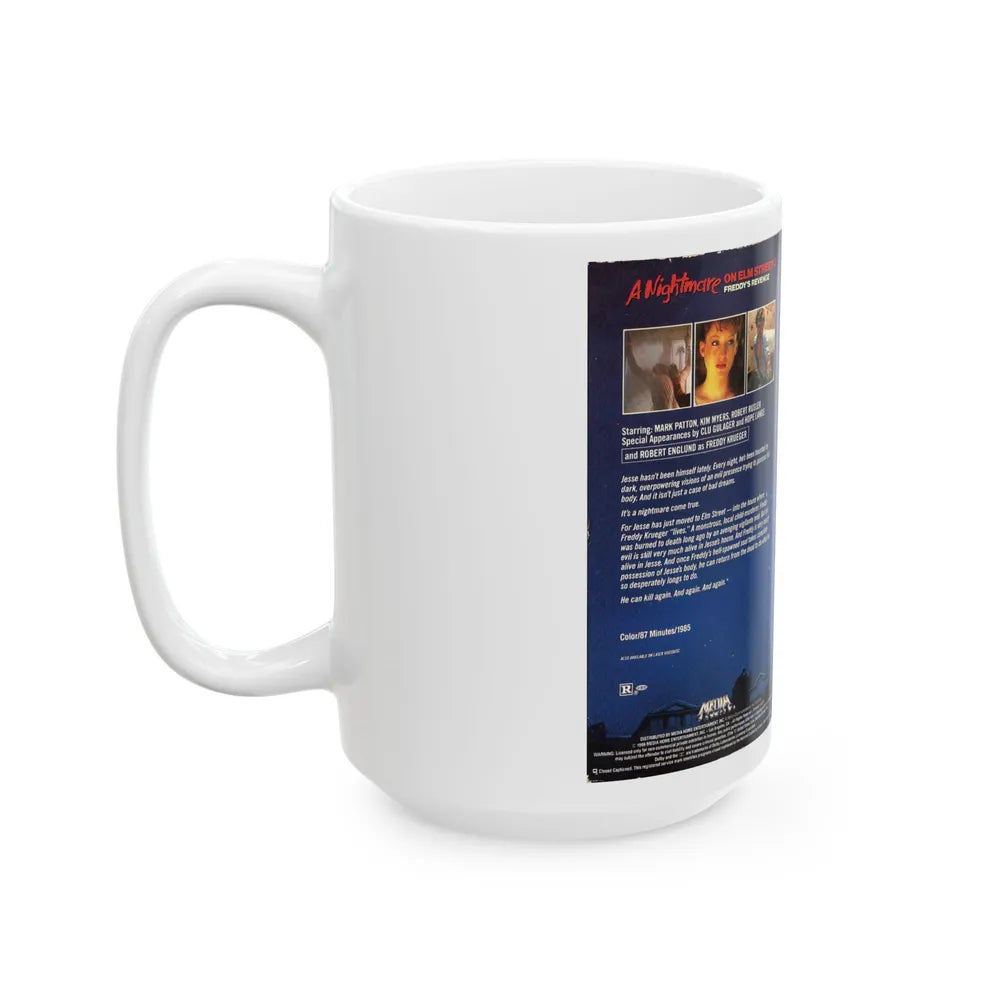 A NIGHTMARE ON ELM STREET 2 FREDDYS REVENGE MEDIA (VHS COVER) - White Coffee Mug-Go Mug Yourself