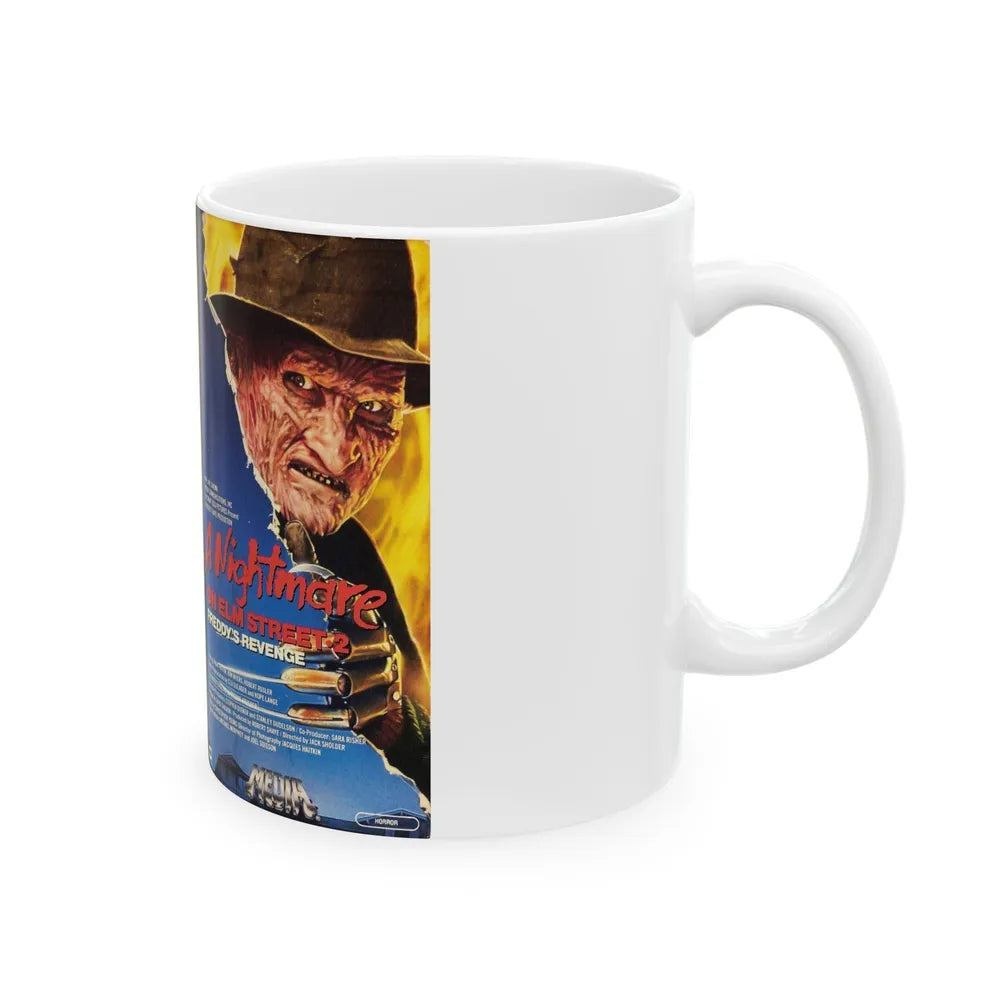 A NIGHTMARE ON ELM STREET 2 FREDDYS REVENGE MEDIA (VHS COVER) - White Coffee Mug-Go Mug Yourself