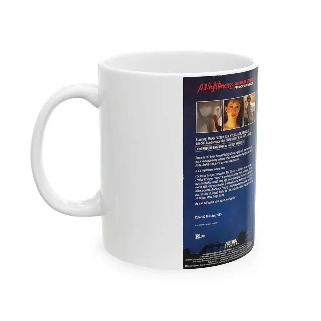 A NIGHTMARE ON ELM STREET 2 FREDDYS REVENGE MEDIA (VHS COVER) - White Coffee Mug - Go Mug Yourself
