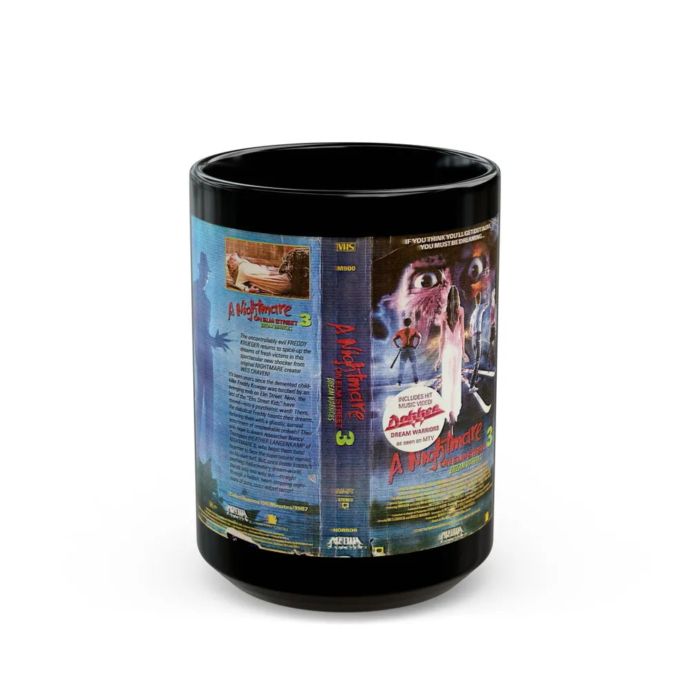 A NIGHTMARE ON ELM STREET 3 THE DREAM WARRIORS INCLUDES HIT MUSIC VIDEO (VHS COVER) - Black Coffee Mug-15oz-Go Mug Yourself