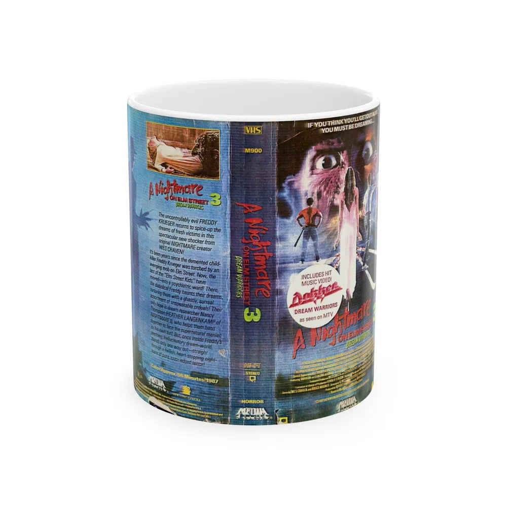 A NIGHTMARE ON ELM STREET 3 THE DREAM WARRIORS INCLUDES HIT MUSIC VIDEO (VHS COVER) - White Coffee Mug-11oz-Go Mug Yourself