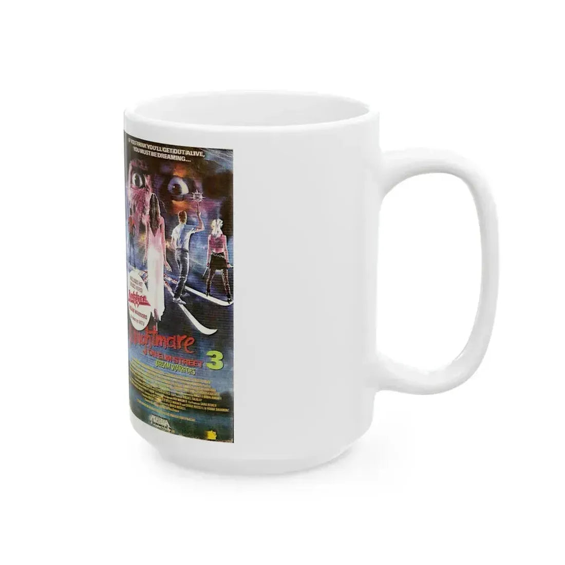 A NIGHTMARE ON ELM STREET 3 THE DREAM WARRIORS INCLUDES HIT MUSIC VIDEO (VHS COVER) - White Coffee Mug - Go Mug Yourself