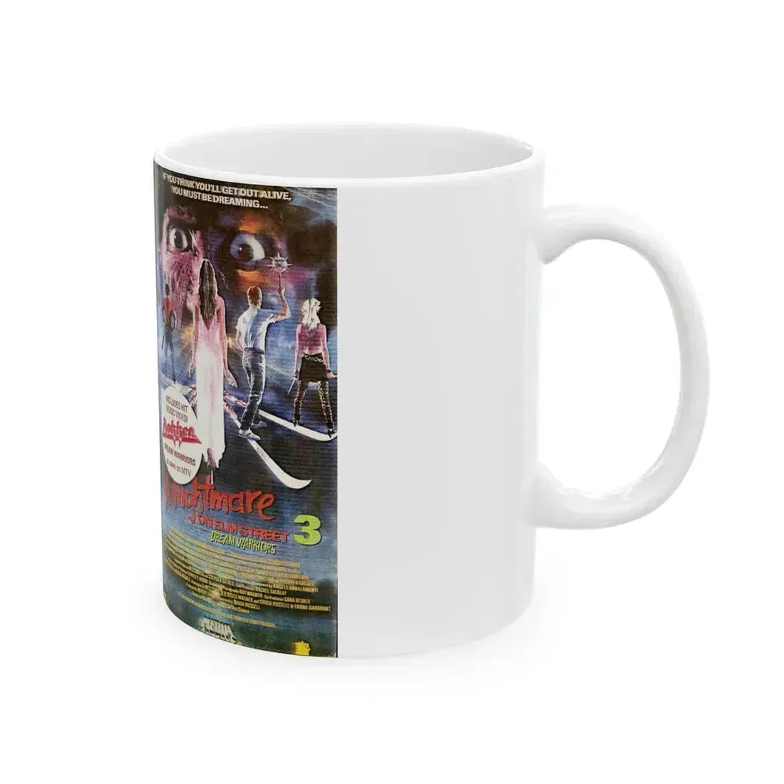 A NIGHTMARE ON ELM STREET 3 THE DREAM WARRIORS INCLUDES HIT MUSIC VIDEO (VHS COVER) - White Coffee Mug - Go Mug Yourself