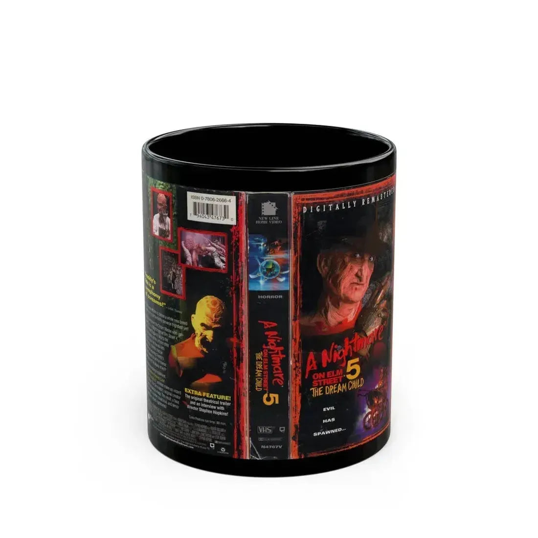 A NIGHTMARE ON ELM STREET 5 THE DREAM CHILD (VHS COVER) - Black Coffee Mug 11oz - Go Mug Yourself