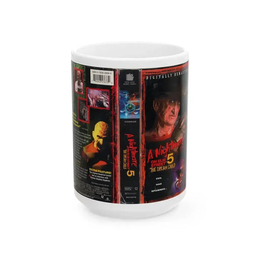 A NIGHTMARE ON ELM STREET 5 THE DREAM CHILD (VHS COVER) - White Coffee Mug 15oz - Go Mug Yourself